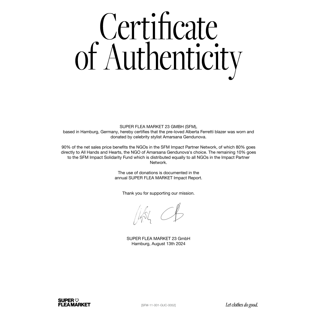 SFM  Certificate of Authenticity_Alberta Ferretti blazer Amarsana G